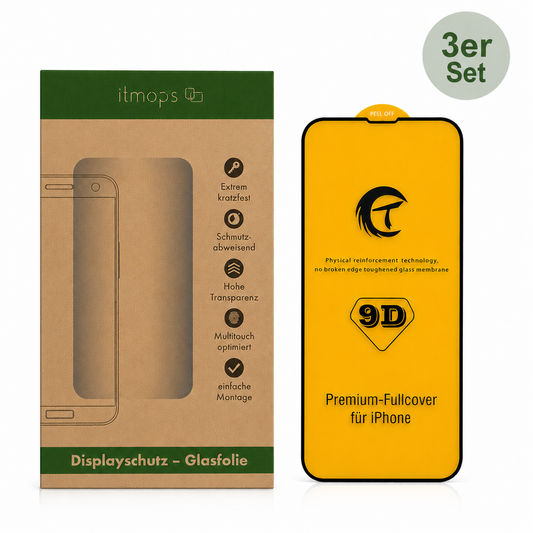 3x Displayschutz Premium-Fullcover für iPhone ohne Montage