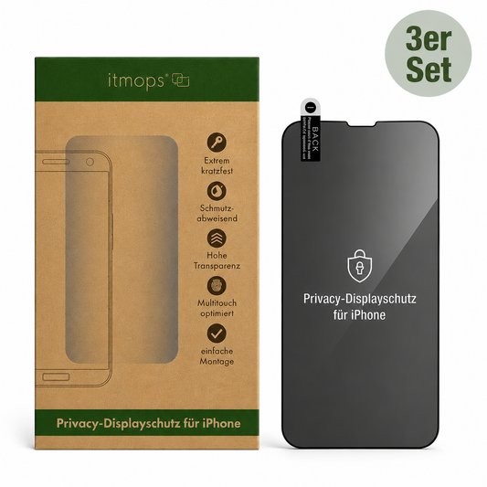3x Displayschutz Privacy-Fullcover für iPhone ohne Montage