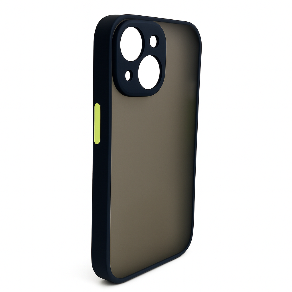 iPhone-Schutzhülle mit grauer matter Rückseite und schwarzem Rahmen