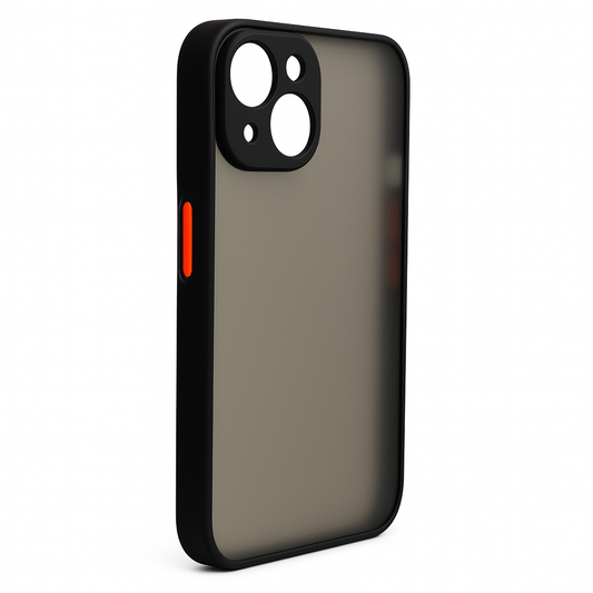 iPhone-Schutzhülle mit grauer matter Rückseite und schwarzem Rahmen