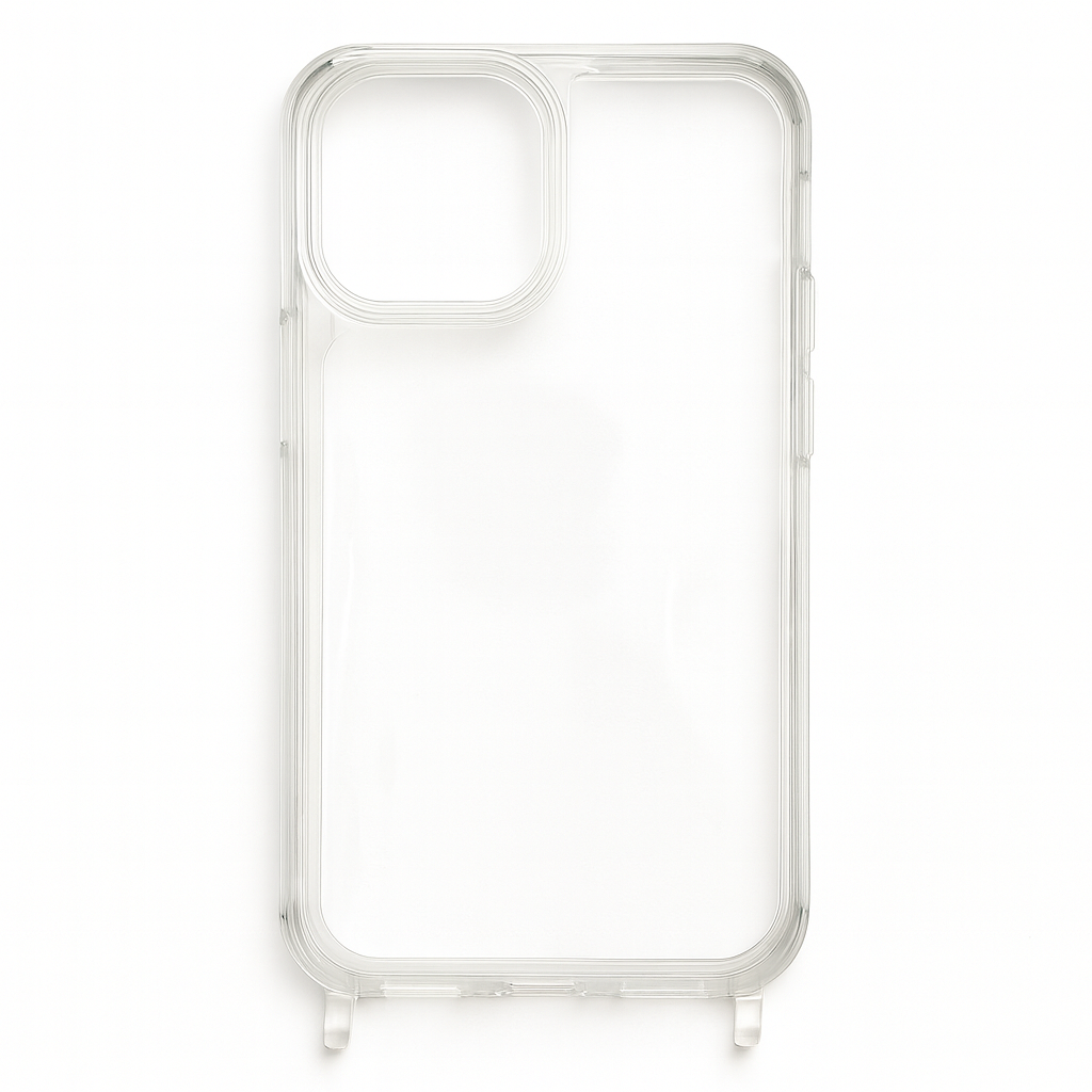 Transparente iPhone-Schutzhülle mit Hösen zur Befestigung von Ketten oder Bändern