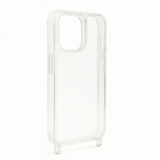Transparente iPhone-Schutzhülle mit Hösen zur Befestigung von Ketten oder Bändern