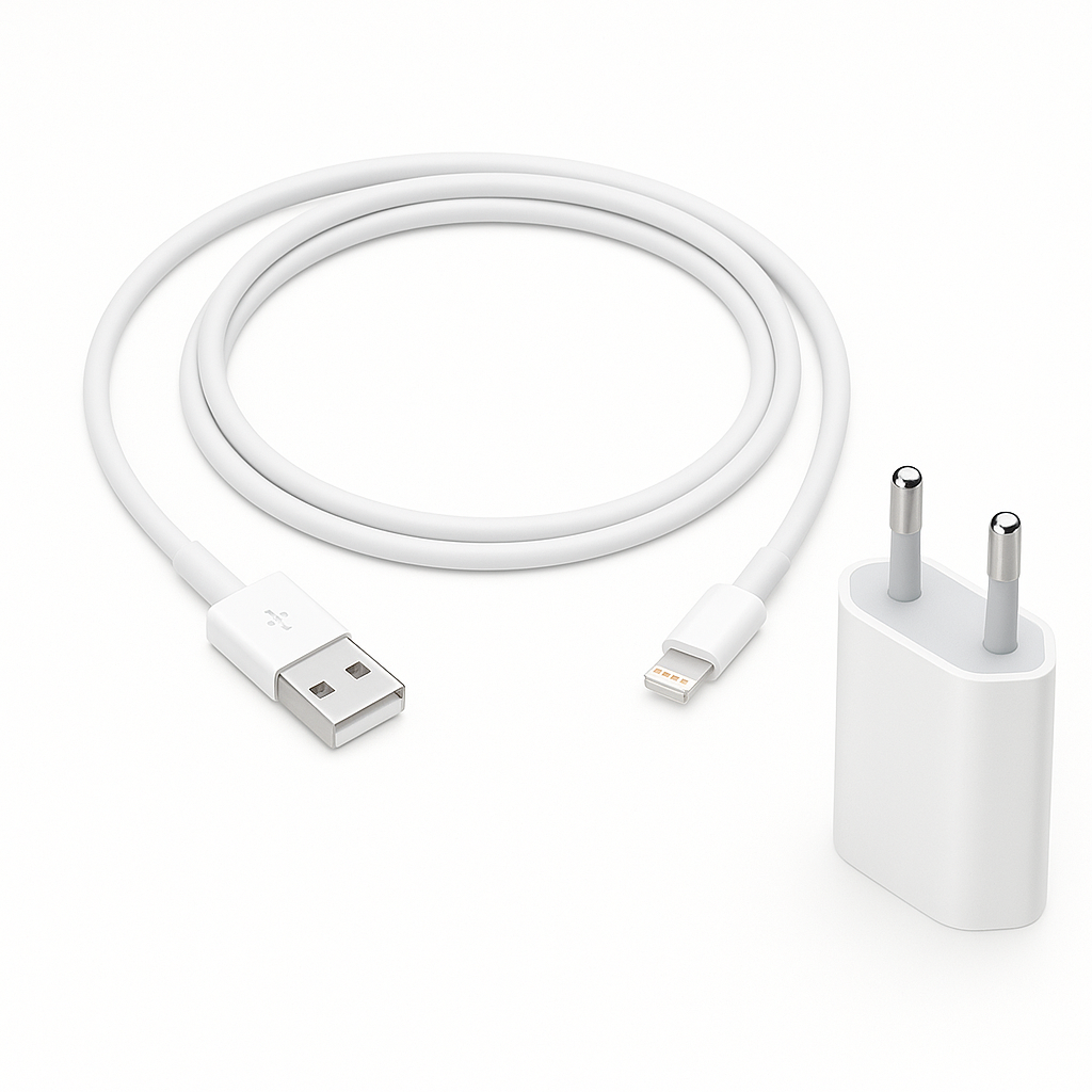 Ladeset für Apple iPhone bestehend aus 5W-Adapter und Lightning-Ladekabel