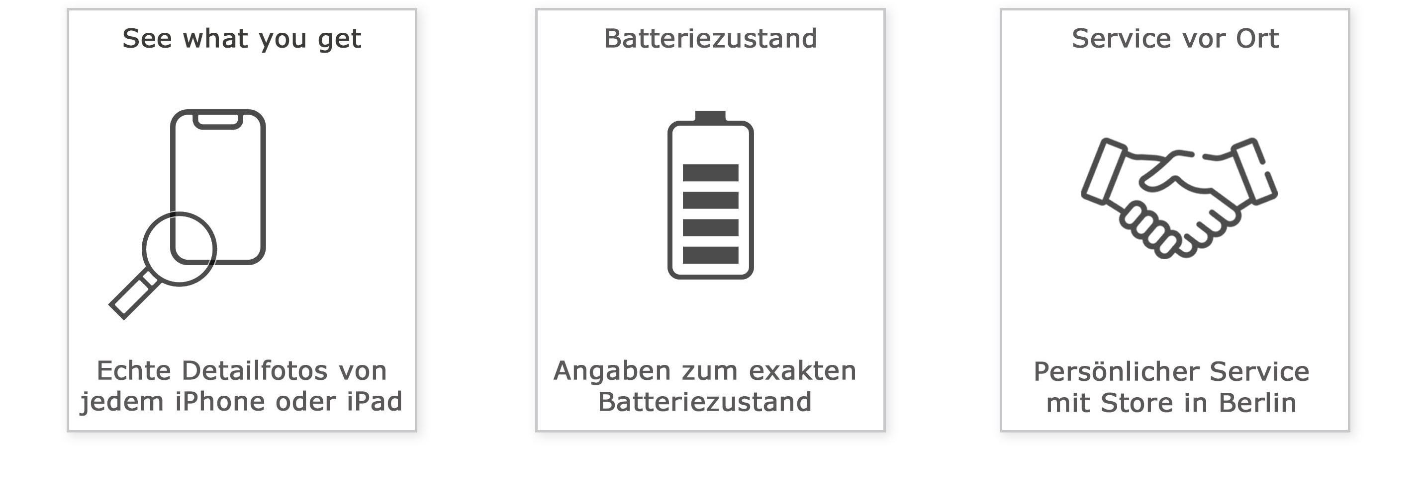 Echte Detailfotos inkl. Angaben zum Batteriezustand, Service vor Ort